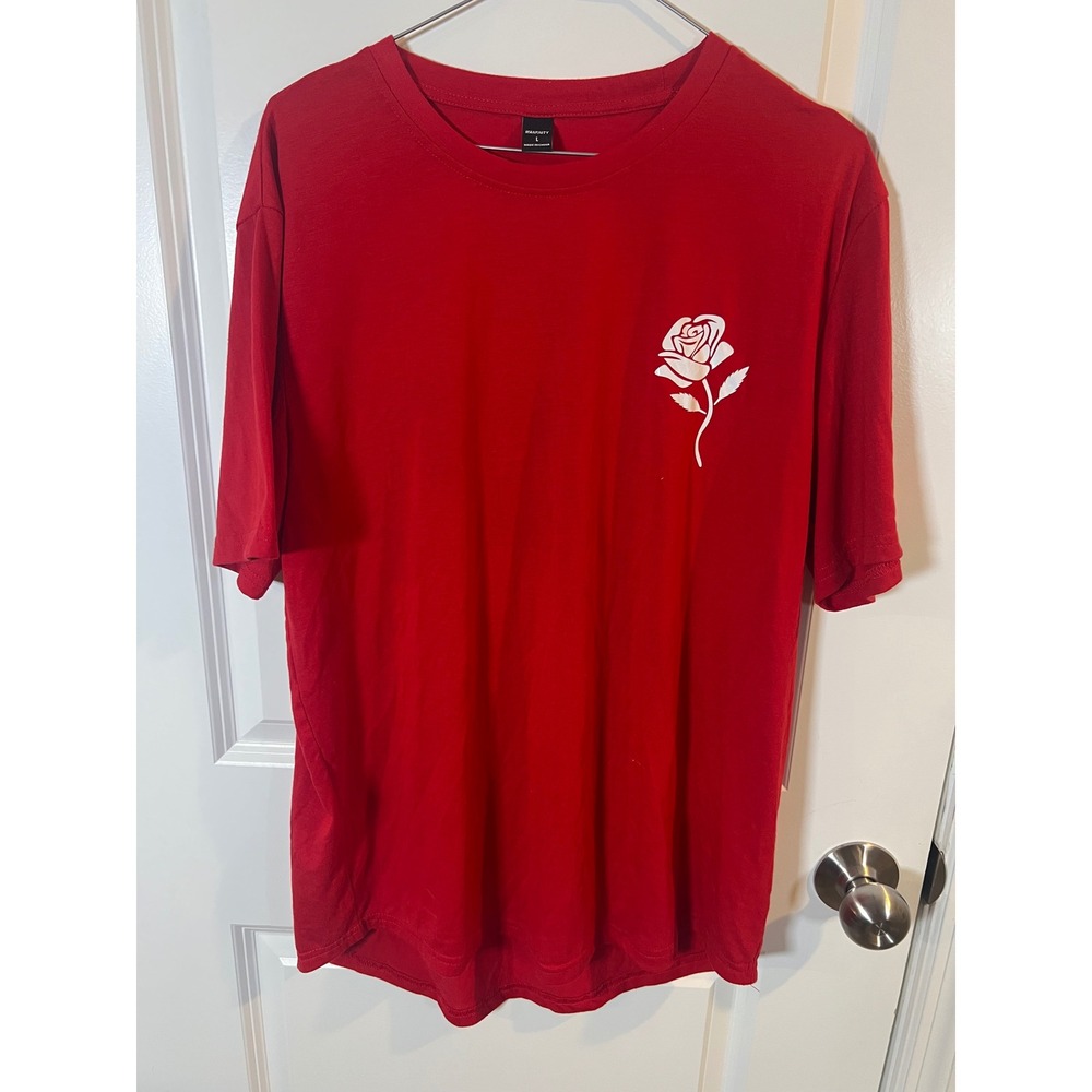 Manfinity Mens‎ T-Shirt Rose Graphic Print Red Large